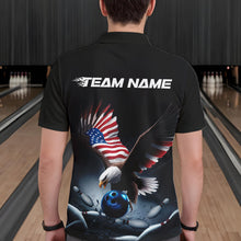 Load image into Gallery viewer, Custom American Flag Eagle Bowling Team Men Polo Shirts, Patriotic US Bowling League Shirt IPHW8937
