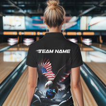 Load image into Gallery viewer, Custom American Flag Eagle Bowling Team Women Polo Shirt, Patriotic US Bowling League Shirt IPHW8937