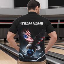 Load image into Gallery viewer, Custom American Flag Eagle Bowling Team Men Quarter-Zip Shirts, Patriotic US Bowling League Shirt IPHW8937