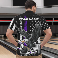Load image into Gallery viewer, Custom Purple Line American Flag Eagle Bowling Men Quarter-Zip Shirt, Patriotic US Bowling Shirt IPHW8940