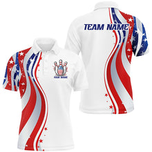 Load image into Gallery viewer, Personalized Patriotic Bowling Shirts For Men And Women, Ameircan Flag Bowling Team Jersey Styles IPHW6670