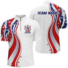 Load image into Gallery viewer, Personalized Patriotic Bowling Shirts For Men And Women, Ameircan Flag Bowling Team Jersey Styles IPHW6670