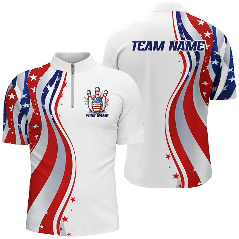 Personalized Patriotic Bowling Shirts For Men And Women, Ameircan Flag Bowling Team Jersey Styles IPHW6670