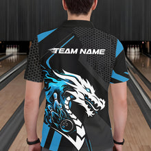 Load image into Gallery viewer, Custom Black And Blue Dragon Bowling Jerseys, Bowling Team Men Polo Shirts Bowlers Outfit IPHW8700