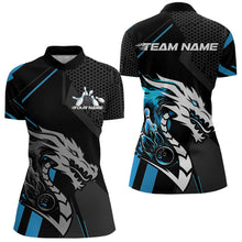 Load image into Gallery viewer, Custom Black And Blue Dragon Bowling Jerseys, Team Women Quarter-Zip Shirts Bowlers Outfit IPHW8700