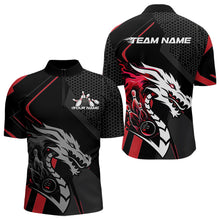 Load image into Gallery viewer, Custom Black And Red Dragon Bowling Jerseys, Bowling Team Men Quarter-Zip Shirts Bowlers Outfit IPHW8701