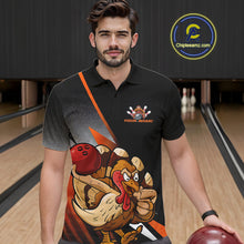 Load image into Gallery viewer, Custom Funny Orange Turkey Bowling Team Men Polo Shirts, Thanksgiving Bowling Shirt IPHW9783