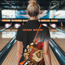 Load image into Gallery viewer, Custom Funny Orange Turkey Bowling Team Women Polo Shirts, Thanksgiving Bowling Shirt IPHW9783