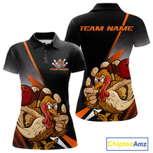 Load image into Gallery viewer, Custom Funny Orange Turkey Bowling Team Women Polo Shirts, Thanksgiving Bowling Shirt IPHW9783