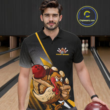 Load image into Gallery viewer, Custom Funny Yellow Turkey Bowling Team Men Polo Shirts, Thanksgiving Bowling Shirt IPHW9784