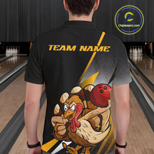 Load image into Gallery viewer, Custom Funny Yellow Turkey Bowling Team Men Polo Shirts, Thanksgiving Bowling Shirt IPHW9784