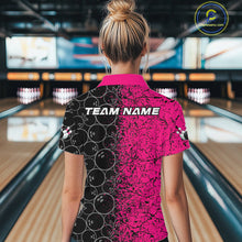 Load image into Gallery viewer, Custom Black And Pink Splatter Bowling Ball Pattern Bowling Team Women Quarter-Zip Shirts IPHW9789