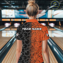 Load image into Gallery viewer, Custom Black And Orange Bowling Ball Pattern Bowling Team Women Quarter-Zip Shirts IPHW9791