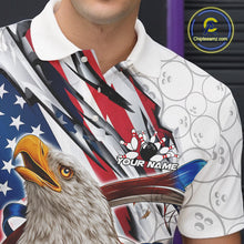 Load image into Gallery viewer, Custom Patriotic US Flag Eagle Bowling Men Shirt, USA Bowling Team League Shirt IPHW10163