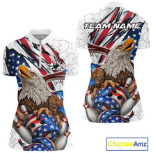 Load image into Gallery viewer, Custom Patriotic US Flag Eagle Bowling Women Shirt, USA Bowling Team League Shirt IPHW10163