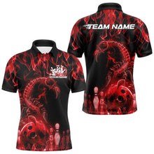 Load image into Gallery viewer, Custom Black And Red Flame Scorpio Zodiac Bowling Men Polo Shirts, Scorpion Bowler Outfit IPHW8973