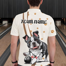 Load image into Gallery viewer, Custom Funny French Bulldog Bowling Men Polo Shirts, Dog Paw Print Bowler Outfit IPHW8975