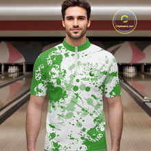 Load image into Gallery viewer, Custom Green Splatter Bowling Team League Shirts For Men, Bowling Jerseys Bowler Outfit IPHW10594