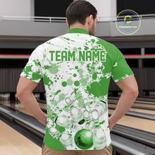 Load image into Gallery viewer, Custom Green Splatter Bowling Team League Shirts For Men, Bowling Jerseys Bowler Outfit IPHW10594