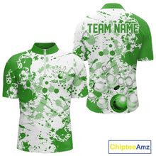 Load image into Gallery viewer, Custom Green Splatter Bowling Team League Shirts For Men, Bowling Jerseys Bowler Outfit IPHW10594