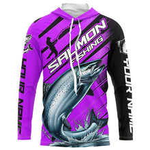Load image into Gallery viewer, Chinook Salmon Custom Purple Long Sleeve Fishing Shirts, Salmon Fisherman Saltwater Fishing Jerseys IPHW6212