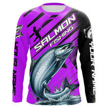Load image into Gallery viewer, Chinook Salmon Custom Purple Long Sleeve Fishing Shirts, Salmon Fisherman Saltwater Fishing Jerseys IPHW6212