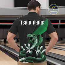 Load image into Gallery viewer, Custom Black And Green Cobra Snake Bowling Team Jerseys, Men Bowling Quarter-Zip Shirts IPHW11088