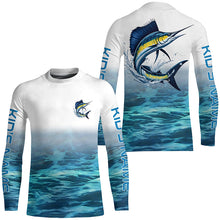 Load image into Gallery viewer, Blue Ocean Background Custom Sailfish Fishing Long Sleeve Shirts, Sailfish Saltwater Fishing Shirt IPHW7025