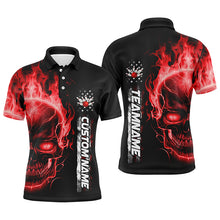Load image into Gallery viewer, Flame Skull American Flag Custom Team Bowling Shirts For Men, Patriotic Bowling Shirt IPHW5155