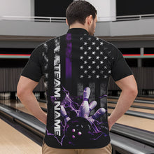 Load image into Gallery viewer, Custom Black And Purple Thin Line American Flag Patriotic US Bowling Team Quarter-Zip Shirts For Men IPHW8517