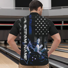 Load image into Gallery viewer, Custom Black And Blue Thin Line American Flag Patriotic US Bowling Team Quarter-Zip Shirts For Men IPHW8518