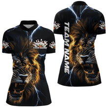 Load image into Gallery viewer, Custom Blue Thunder Lightning Lion Bowling Women Quarter-Zip Shirts, Bowling League Shirt IPHW8986