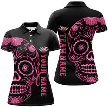 Load image into Gallery viewer, Pink Sugar Skull Tattoo Custom Ladies Team Bowling Polo Shirts, Halloween Team Bowling Jerseys IPHW6712