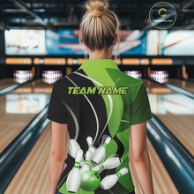 Load image into Gallery viewer, Custom Black And Green Bowling Jerseys, Women Bowling Polo Shirt Team Uniform IPHW9225
