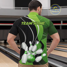 Load image into Gallery viewer, Custom Black And Green Bowling Jerseys, Men Bowling Quarter-Zip Shirt Team Uniform IPHW9225