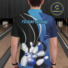 Load image into Gallery viewer, Custom Black And Blue Bowling Jerseys, Men Bowling Polo Shirt Team Uniform IPHW9226