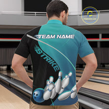 Load image into Gallery viewer, Custom Black And Blue Strike Bowling Quarter-Zip Shirts For Men, Bowler Outfit Team Jerseys IPHW9229