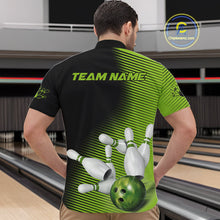 Load image into Gallery viewer, Custom Black And Green Bowling Quarter-Zip Shirts For Men, Green Bowling Jerseys IPHW9400