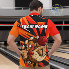 Load image into Gallery viewer, Custom Funny Turkey Bowling Shirts For Men, Orange Thanksgiving Bowling Shirt Team Uniform IPHW7587