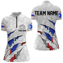 Load image into Gallery viewer, Personalized Puerto Rico Flag Bowling Women Quarter-Zip Shirts, Puerto Rico Bowling Jerseys IPHW8725