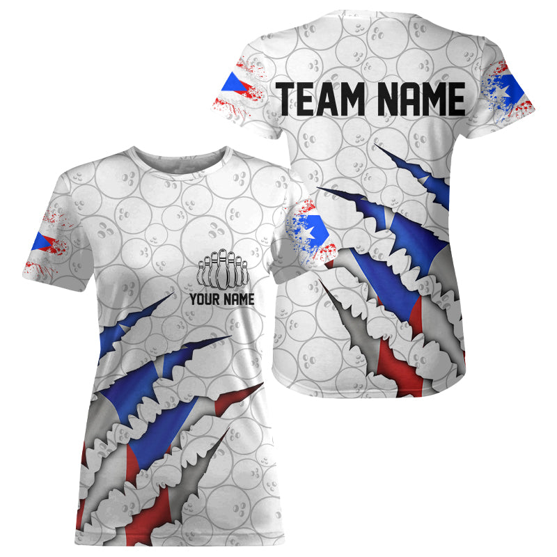 Personalized Puerto Rico Flag Bowling T-Shirts For Women, Puerto Rico Bowling Jerseys IPHW8725