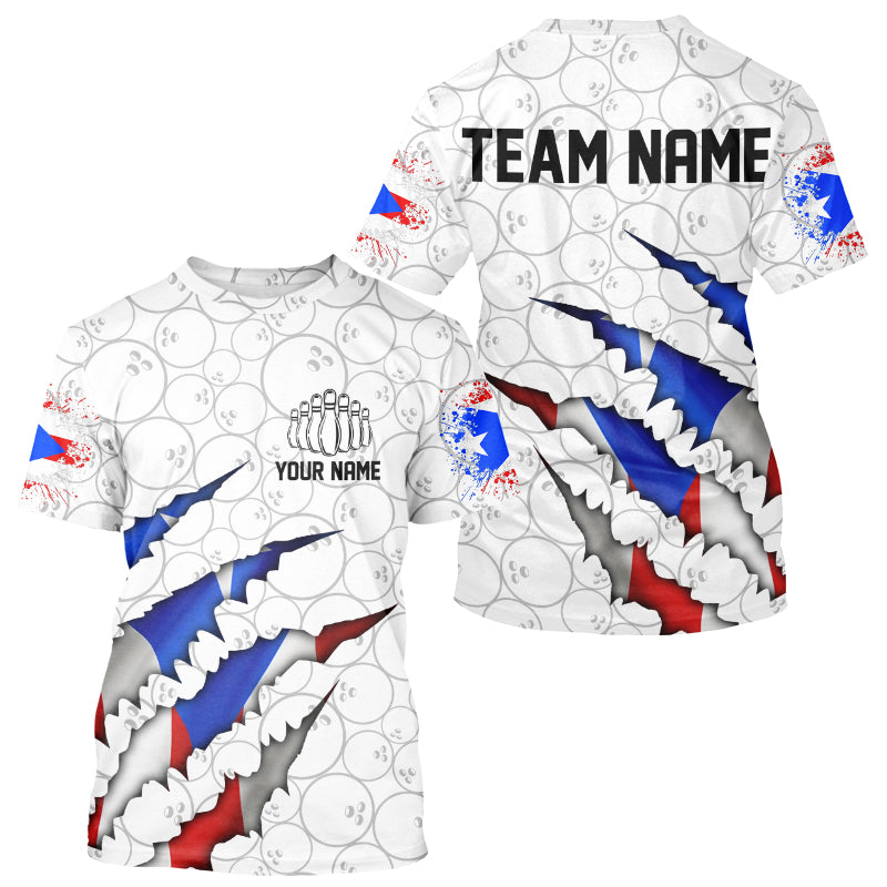 Personalized Puerto Rico Flag Bowling T-Shirts For Men, Puerto Rico Bowling Jerseys IPHW8725