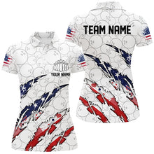 Load image into Gallery viewer, Custom American Flag Patriotic Bowling Shirts For Women, Personalized Bowling Team Shirts IPHW7043