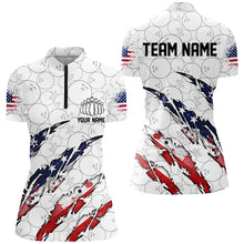 Load image into Gallery viewer, Custom American Flag Patriotic Bowling Shirts For Women, Personalized Bowling Team Shirts IPHW7043