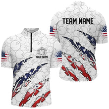 Load image into Gallery viewer, Custom American Flag Patriotic Bowling Shirts For Men, Personalized Bowling Team Shirts IPHW7043