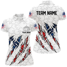Load image into Gallery viewer, Custom American Flag Patriotic Bowling Shirts For Women, Personalized Bowling Team Shirts IPHW7044