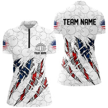 Load image into Gallery viewer, Custom American Flag Patriotic Bowling Shirts For Women, Personalized Bowling Team Shirts IPHW7044