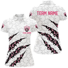 Load image into Gallery viewer, Custom Breast Cancer Pink Ribbon Ladies Bowling Shirts, Breast Cancer Awareness Team Jersey IPHW7045