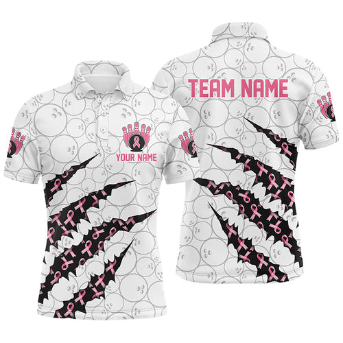 Custom Breast Cancer Pink Ribbon Bowling Shirts For Men, Breast Cancer Awareness Team Jersey IPHW7045