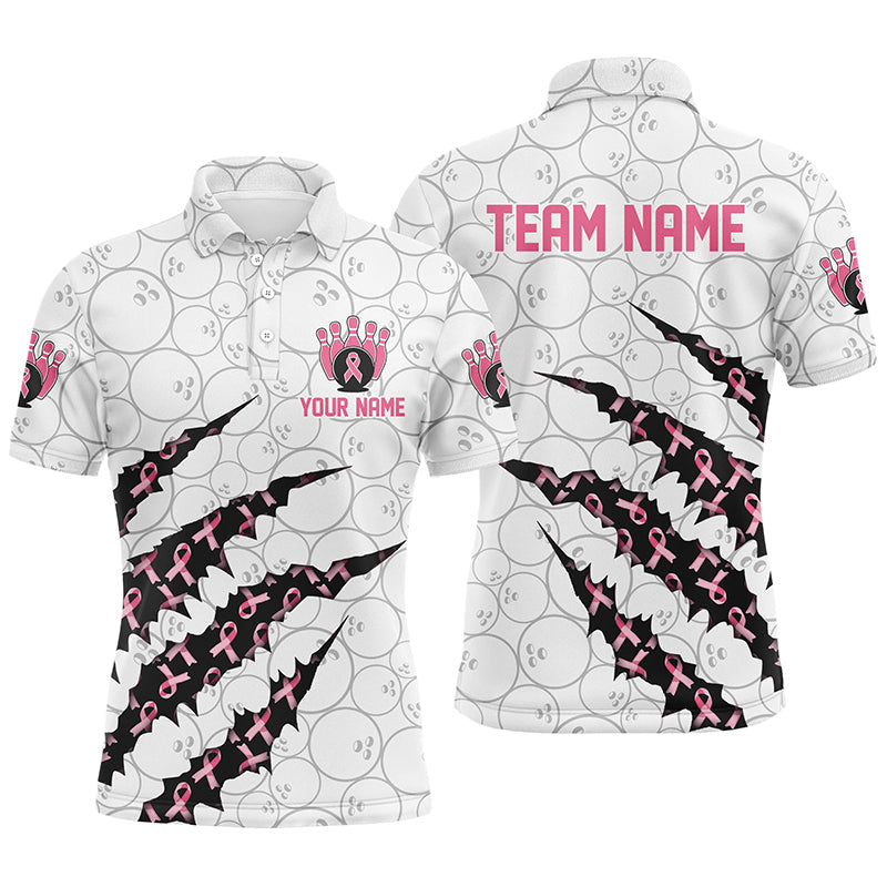 Custom Breast Cancer Pink Ribbon Bowling Shirts For Men, Breast Cancer Awareness Team Jersey IPHW7045